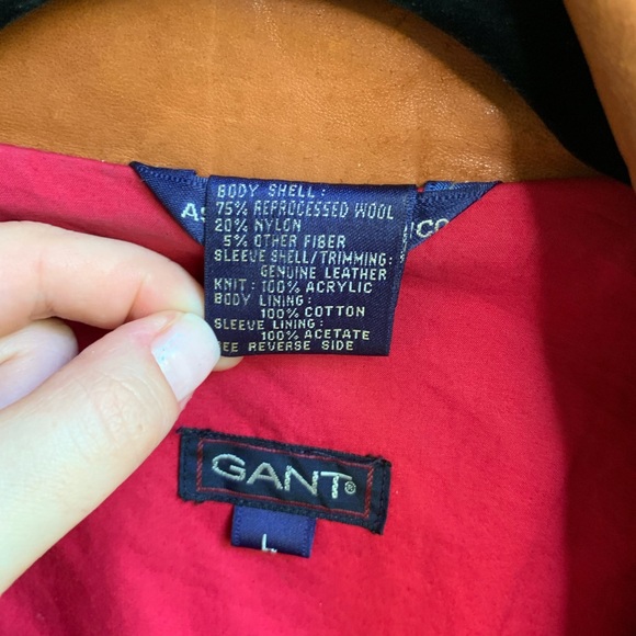 GANT “Flyer” Wool/Leather Varsity Bomber Jacket - Picture 6 of 6